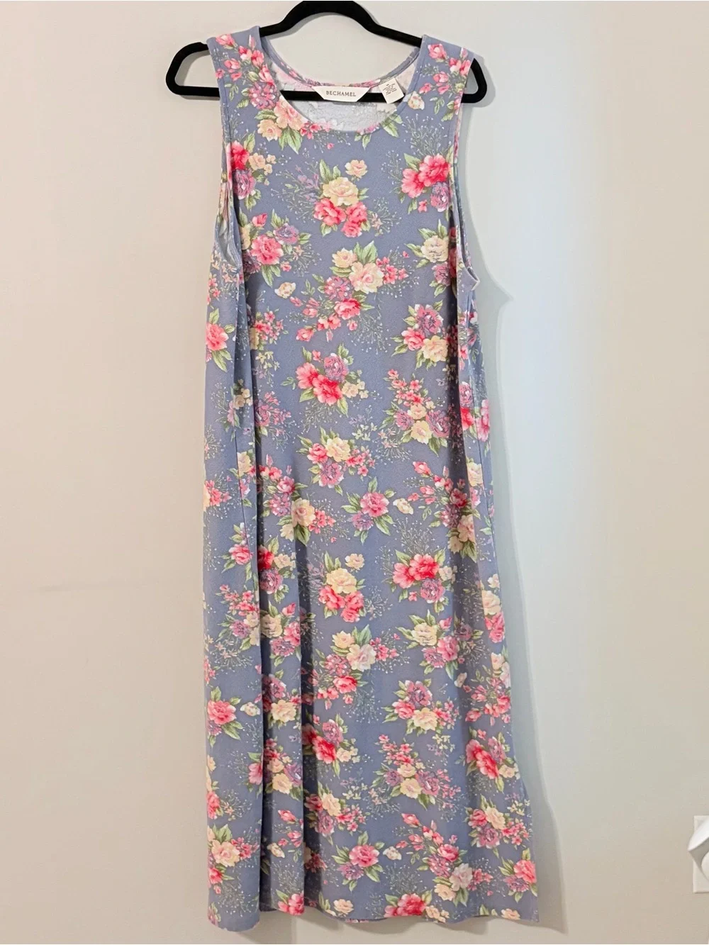 Bechamel Floral Cotton Maxi Dress Blue Pink Sleeveless Cottagecore Womens M
